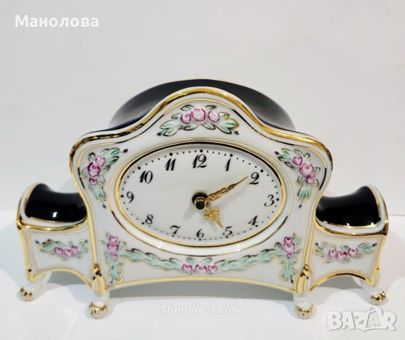 Порцеланов настолен часовник Royal Dux Bohemia Komtesa в стил Empir. , снимка 2 - Антикварни и старинни предмети - 53364627