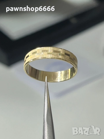 Златен пръстен 14К - Златна халка , снимка 3 - Пръстени - 52825011