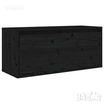 vidaXL Стенен шкаф, черен, 80x30x35 см, борово дърво масив(SKU:813463, снимка 1