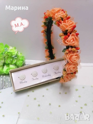 Празнична диадема с цветя, вариант 33, снимка 15 - Аксесоари за коса - 54232591