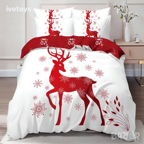 Двулицев коледен спален комплект (Реално изображение), 6 части - Модел WS17141