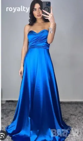 Официална синя дълга рокля, снимка 2 - Рокли - 50071899
