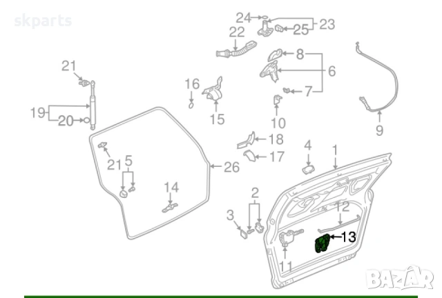 Машинка централно заключване за заден капак за Ауди А6 Ц5 / Audi A6 C5 комби, снимка 4 - Части - 53275201