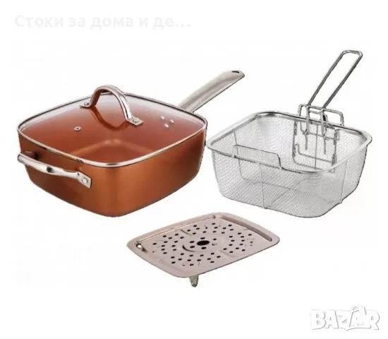 ✨Тиган с капак Oliver Voltz OV51319H4, 24 х 24 х9.5 см., 4.3 л., Квадратен, С кошница, Кафяв, снимка 1