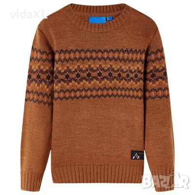 Детски плетен пуловер, коняк, 92（SKU:14489, снимка 1 - Детски пуловери и жилетки - 44724603