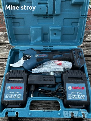 Акумулаторна лозарска ножица BOSCH 24V 5Ah до 30мм. БОШ с 2 батерии, снимка 2 - Градинска техника - 39759483