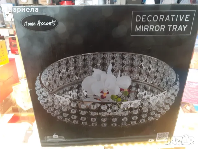 Декоративен огледален поднос с камъни , Поднос за свещи , Decorative mirror tray, снимка 2 - Декорация за дома - 48981461