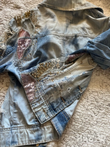 Дънково късо яке с камъни , снимка 7 - Якета - 54329996