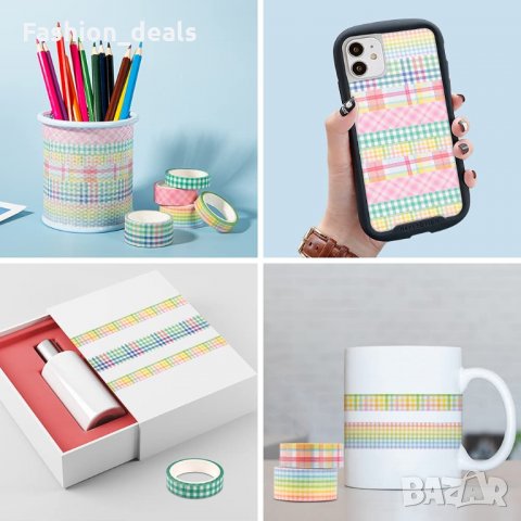 6 ролки декоративнo тиско хартия Washi tape ленти за опаковане занаяти декорация, снимка 4 - Други - 33790323