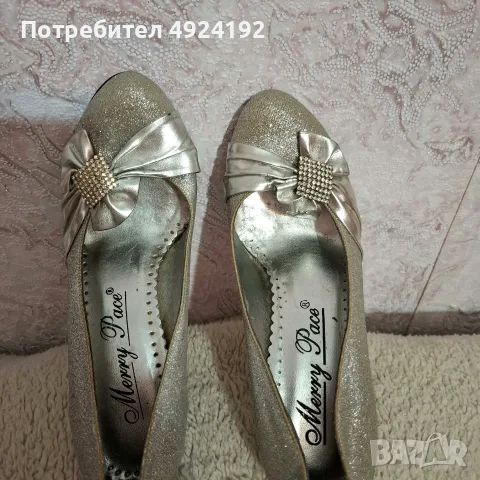 Обувки с брокат сребрист и черен, снимка 7 - Дамски обувки на ток - 56508996