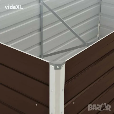 vidaXL Повдигната леха, кафява, 160x80x77 см, поцинкована стомана, снимка 6 - Саксии и кашпи - 56147588