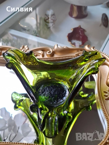 Ретро зелено стъкло , снимка 6 - Декорация за дома - 53968935