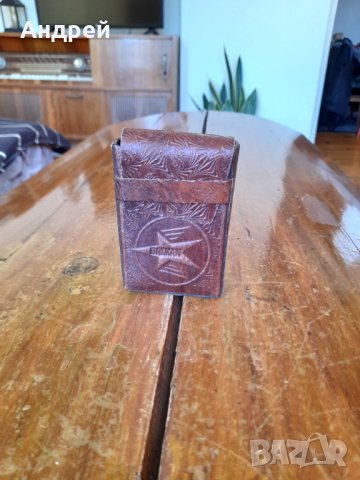 Стара кожена табакера за цигари,калъф БГА Балкан,Balkan, снимка 1 - Други ценни предмети - 38527035
