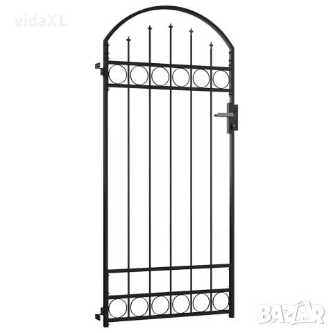 vidaXL Оградна порта ASSEN с арковиден връх, стомана, 89x200 см, черна, снимка 5 - Огради и мрежи - 56146120