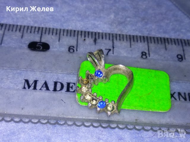 СТАР СЪРЦЕВИДЕН САПФИРЕН СРЕБЪРЕН СРЕБРО 925 МЕДАЛЬОН 34807, снимка 3 - Антикварни и старинни предмети - 40762698