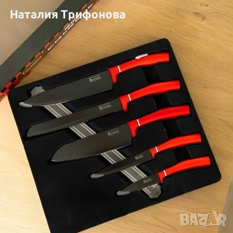 Комплект ножове Goldmann GM 5259, 5бр. с магнитна релса, Незалепващо покритие, Кутия, снимка 5 - Прибори за хранене, готвене и сервиране - 54169532