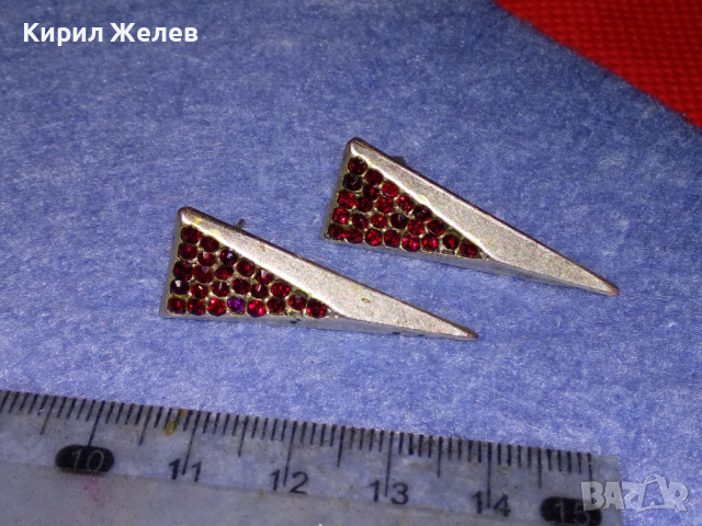 СКЪПОЦЕННИ ВИНТИДЖ АР ДЕКО МОДЕЛ ПОСРЕБРЕНИ МЕДНИ ОБЕЦИ с ФАСЕТИРАН ГРАНАТ КАМЪНИ 43304, снимка 5 - Обеци - 44661465