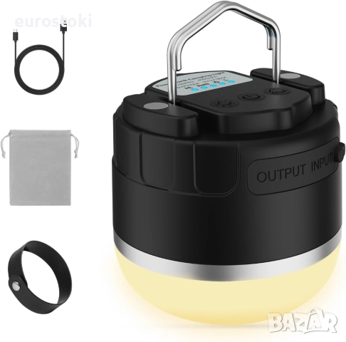 LED къмпинг лампа с акумулаторна батерия - преносима външна лампа за палатка с батерия 4000mAh