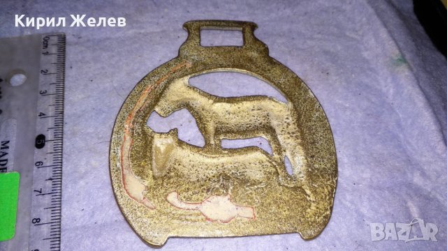 ДВОЙКА КОНЕ и ПОДКОВА Старо БРОНЗОВО ДЕКОРАТИВНО АРТ ПАНО за СТЕНА АНГЛИЯ 33972, снимка 3 - Пана - 38928018