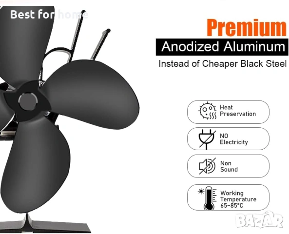 COMBIUBIU Вентилатор за печка с 4 крила, захранван от топлина, снимка 7 - Вентилатори - 53911370