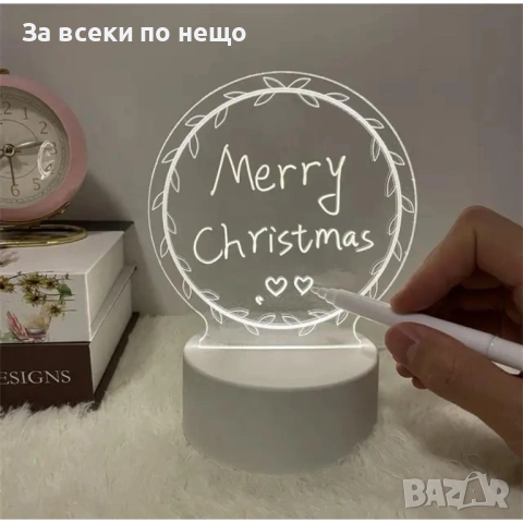 3D LED нощна лампа - табло за съобщения, снимка 4 - Настолни лампи - 53164976