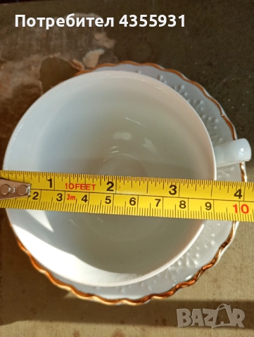 Неупотребяван стар български порцелан сервиз за чай златен кант , снимка 10 - Антикварни и старинни предмети - 52229055