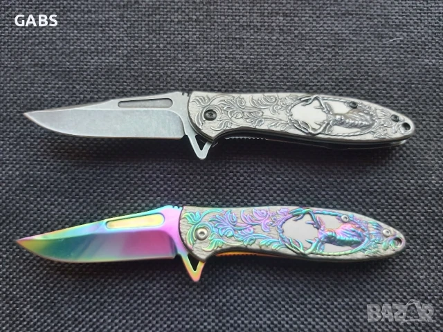 Джобен сгъваем нож с гравирана дръжка елен,2952