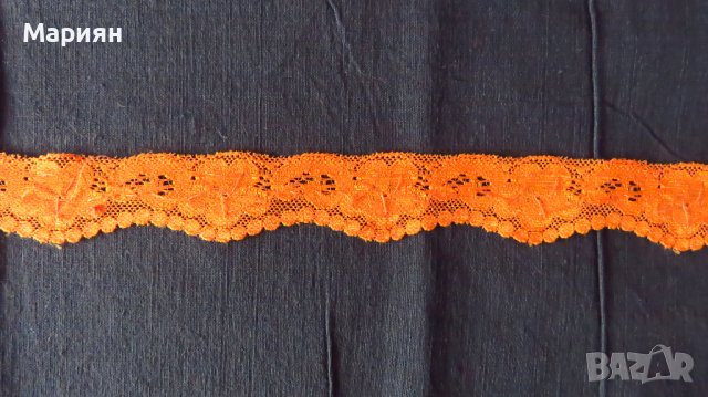 Оранжева Дантела 3,5 см - 30 метра, снимка 3 - Платове и дамаски - 37207093