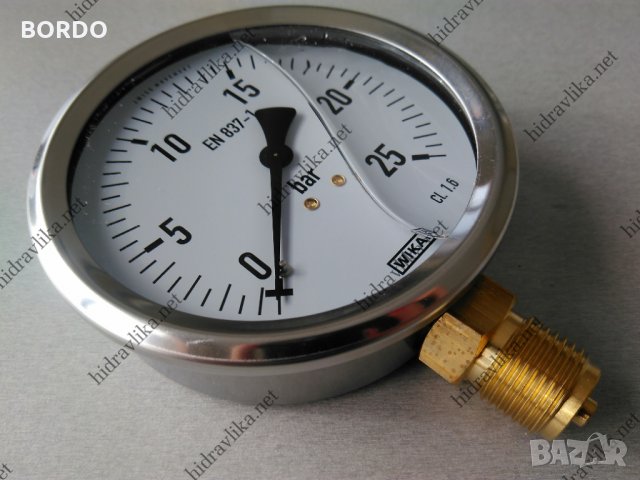 Манометър с глицерин WIKA - Ф100/0-25 bar (радиален), снимка 2 - Резервни части за машини - 30741207