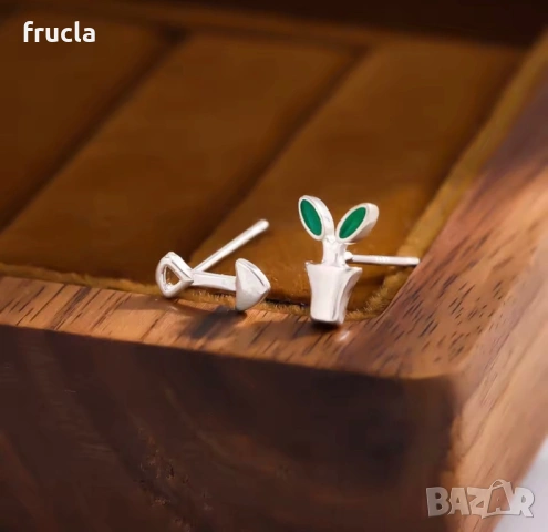 Сребърни Обеци за Градинари , снимка 3 - Обеци - 54237576