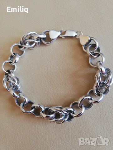  Масивна Сребърна Гривна, снимка 2 - Гривни - 54331790