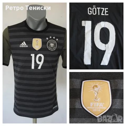 Тениска Germany — Гостуващ (Mario Gotze #19) adidas — Деца размер XL Зелено (сезон 2016)