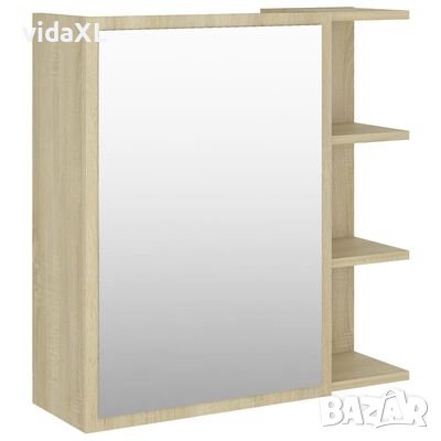 vidaXL Шкаф за баня с огледало, черен, 62,5x20,5x64 см, ПДЧ(SKU:803311, снимка 1