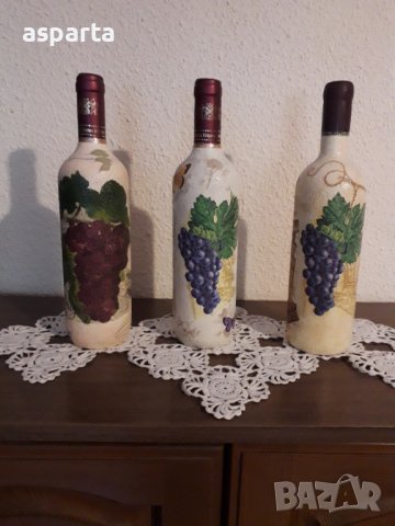  Декорирани подноси и празни бутилки , снимка 3 - Декорация за дома - 14386886