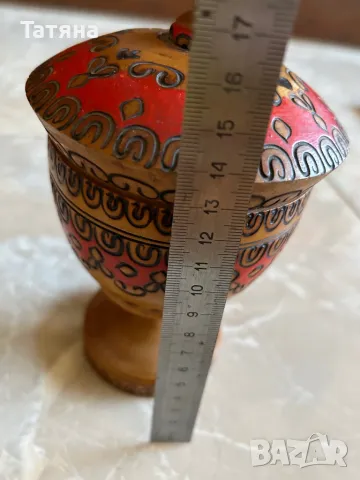 Кутия за бижута от дърво форма на чаша винтидж , снимка 2 - Други - 49540352