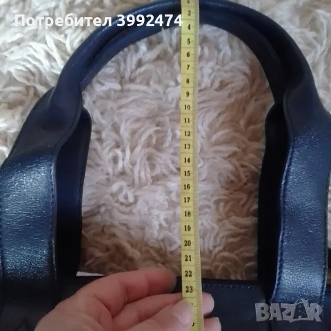 Дамска чанта естествена кожа тъмно синя използвана, снимка 10 - Чанти - 48631858