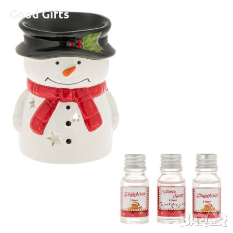 Коледна Арома лампа с 3 етерични масла, Снежен човек