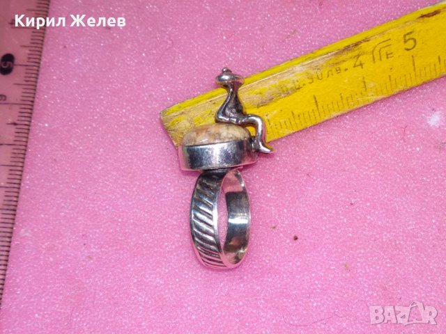 СТАРИНЕН СКЪПОЦЕНЕН СРЕБЪРЕН ПРЪСТЕН УНИКАТ Англия ВИСОКА ПРОБА СРЕБРО ЦИТРИН и СРЕБЪРНА ЖАБКА 31210, снимка 17 - Антикварни и старинни предмети - 44315570
