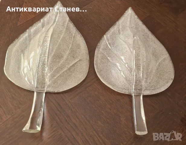 Двойка стъклени листа в стил Мурано 