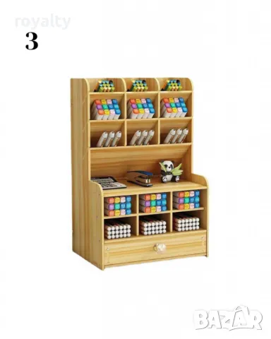 Дървен органайзер за бюро с чекмедже и многосекционно съхранение, снимка 13 - Декорация за дома - 49002543