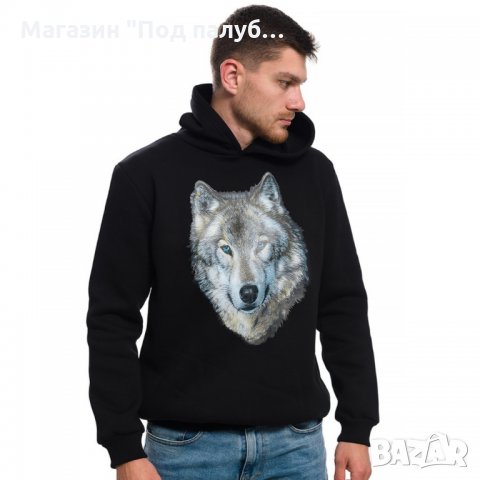 Нов мъжки суичър с трансферен печат Вълк със сини очи, Серия вълци, снимка 16 - Суичъри - 27757213