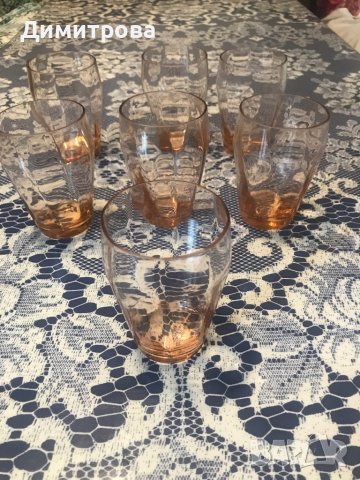 Ретро чаши за вино, бира и безалкохолно /бледо розови и  бели/, снимка 2 - Чаши - 39436418