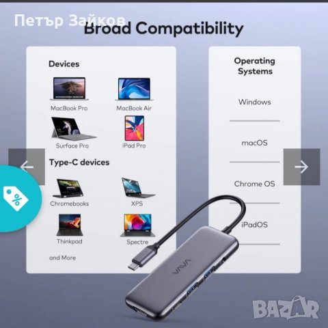 VAVA USB-C Hub, 8-in-1 USB-C Adaptor, снимка 2 - Друга електроника - 40221731