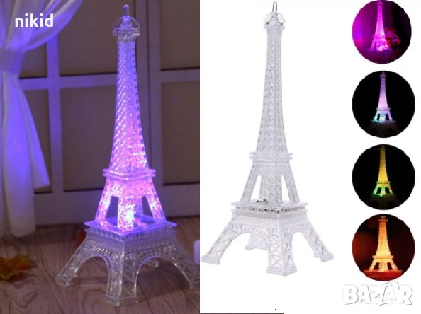 LED светеща пластмасова Айфелова кула за украса декор стая и торта , снимка 1 - Други - 30343398