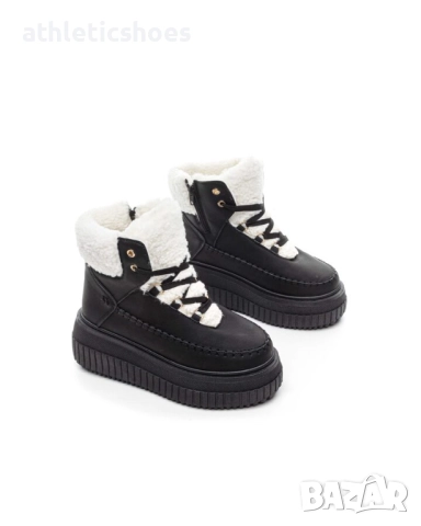 Дамски зимни боти на платформа в черно и бежово-15, снимка 2 - Дамски боти - 52103946
