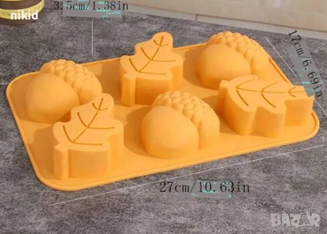 Голям Жълъд лешник Есенно листо Дълбок силиконов молд форма фондан шоколад гипс калъп декор , снимка 2 - Форми - 47375755