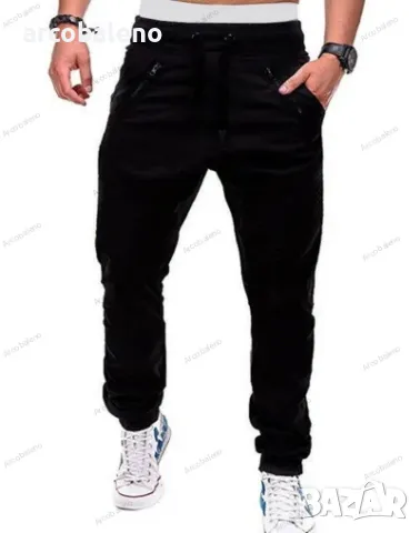 Широки мъжки ежедневни панталони с шнур в контрастен цвят, 6цвята, снимка 10 - Панталони - 40340908