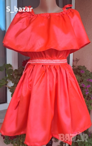 Нова,неонова рокля с паднали рамене,р-р С/М