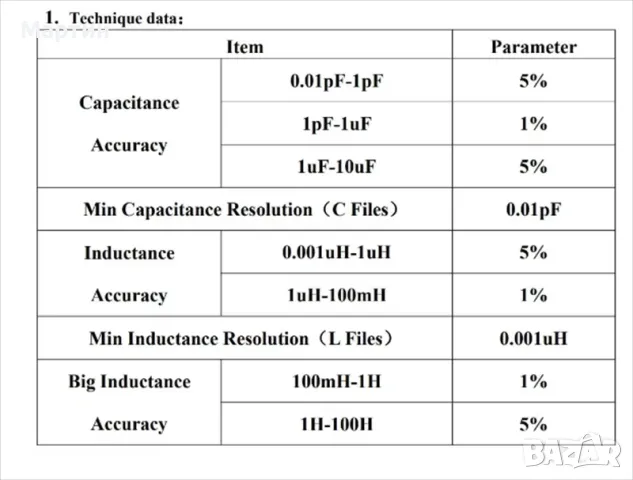 LC100-A Цифров Тестер за кондензатори и бобини , снимка 7 - Друга електроника - 47642527