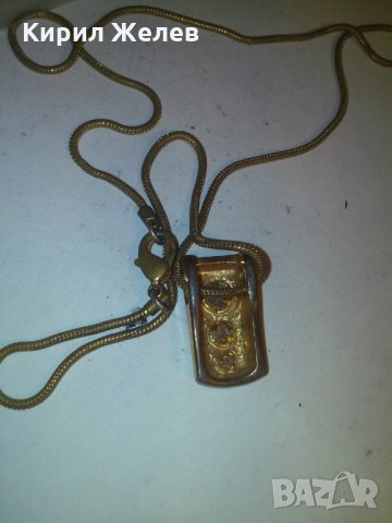 СТАРО БРОНЗОВО БИЖУ КОЛИЕ с ФАСЕТИРАНИ ЦИРКОНИ и ПОЗЛАТА 11881, снимка 8 - Колиета, медальони, синджири - 29844065